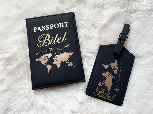 Protège passeport et étiquette de bagage NOIR